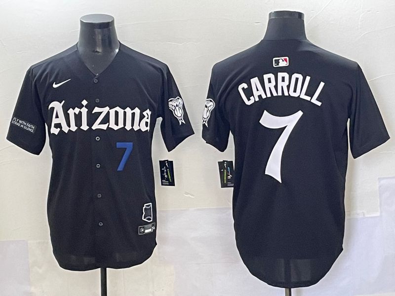 Men 2025 Arizona Diamondback 7 Carroll Black Five generations Joint Name Nike MLB Jersey style 12